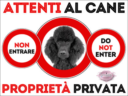 TARGA ATTENTI AL CANE - BARBONE GRANDE MOLE NERO