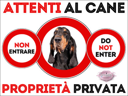 TARGA ATTENTI AL CANE - BLACK AND TAN COONHOUND