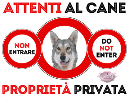 TARGA ATTENTI AL CANE - CANE DA LUPO SAARLOOS