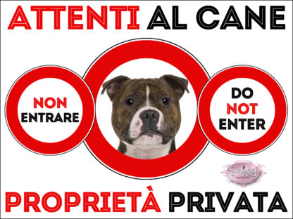 TARGA ATTENTI AL CANE - STAFFORDSHIRE BULL TERRIER