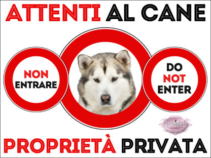 TARGA ATTENTI AL CANE - ALASKAN MALAMUTE